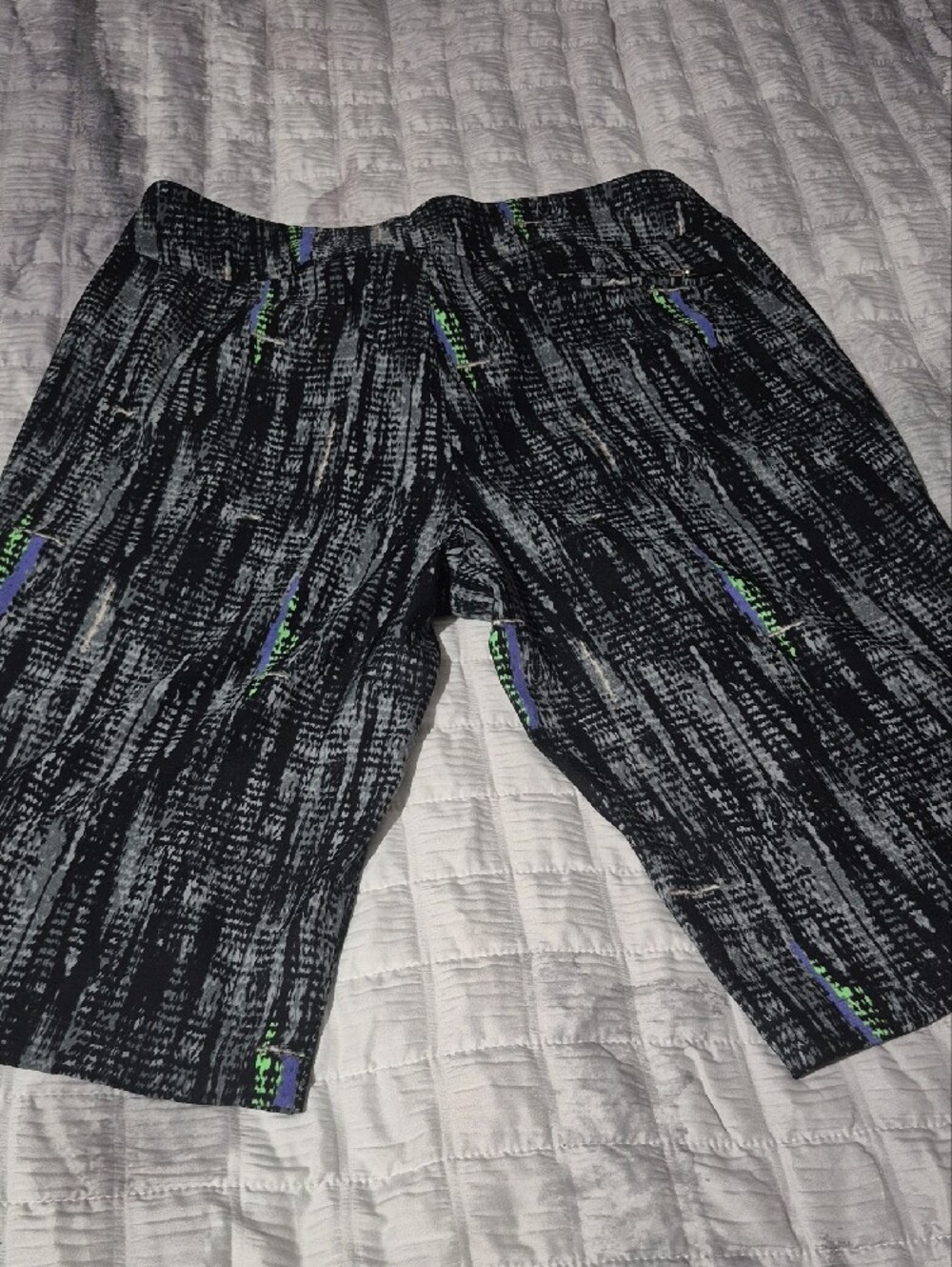 Athleisure Printed Black & Gray Active Shorts with Neon Accents - Picture 3 of 3